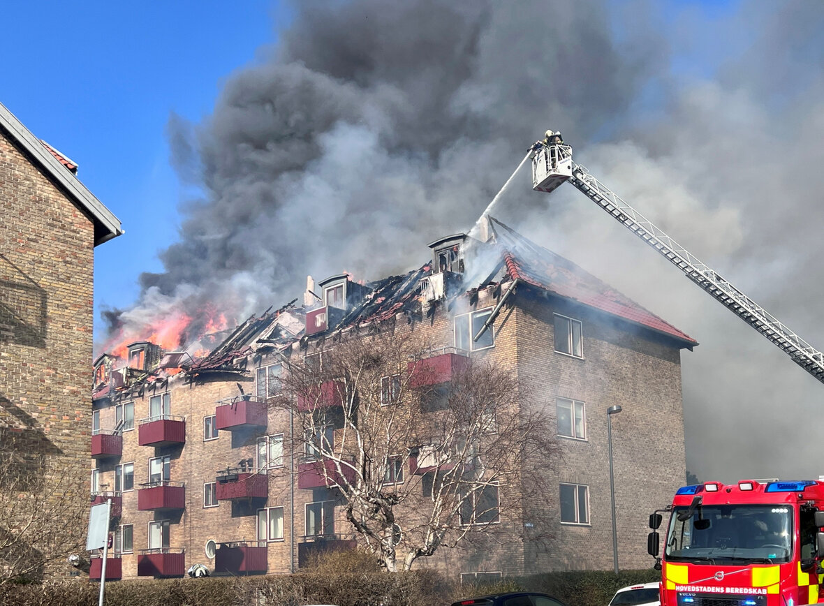 tagbrand i lejligheder på Grøndal Parksvej